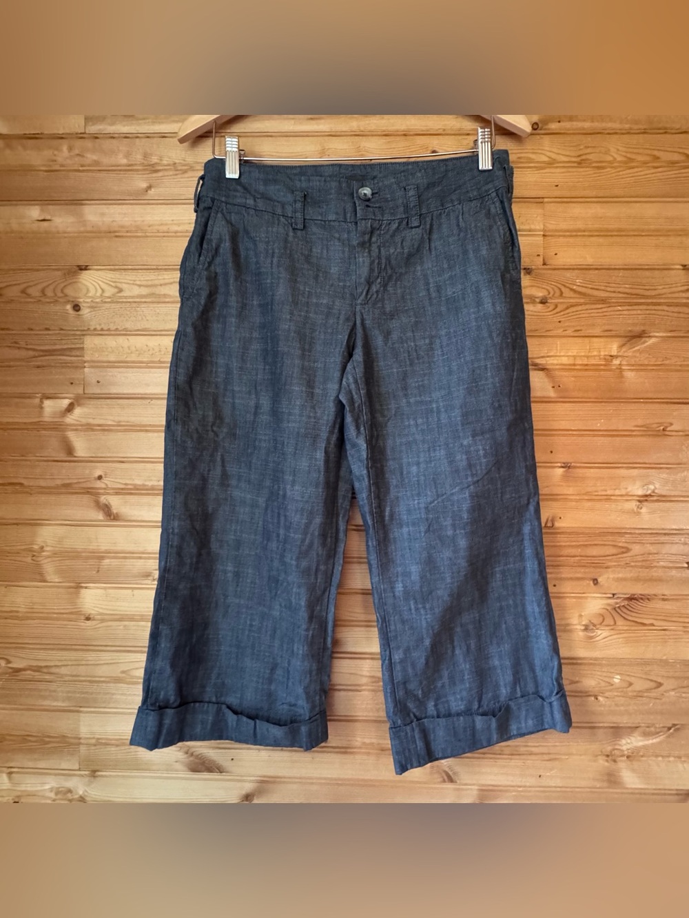 Banana Republic Pants Wide-Leg Crop Dark Blue 6 Cotton Classic Preppy Capsule